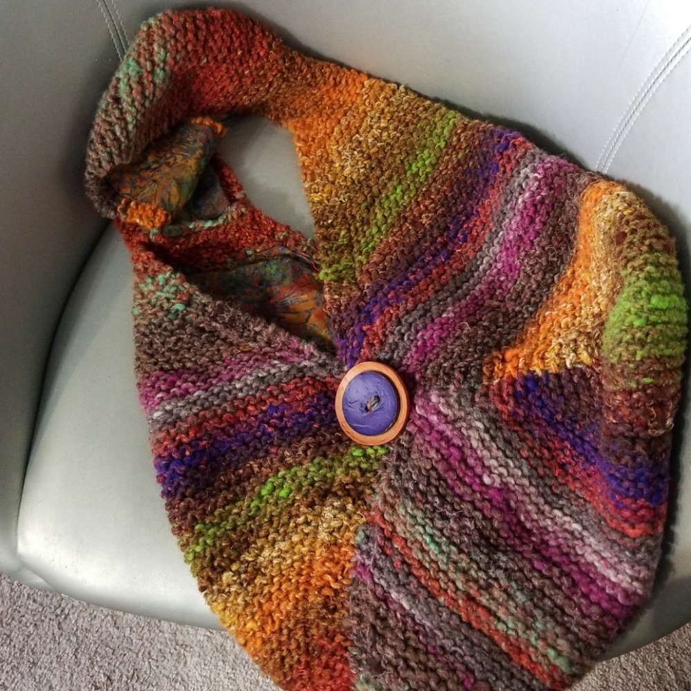 XLarge handmade knit crossbody bag fall colors